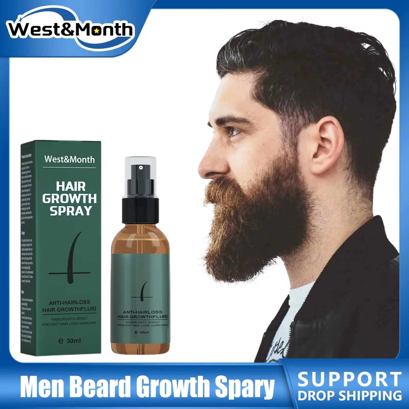 Hair Care Essential Oil Atomizing - ธรรมชาติ Men Beard Growth Roller ชุด