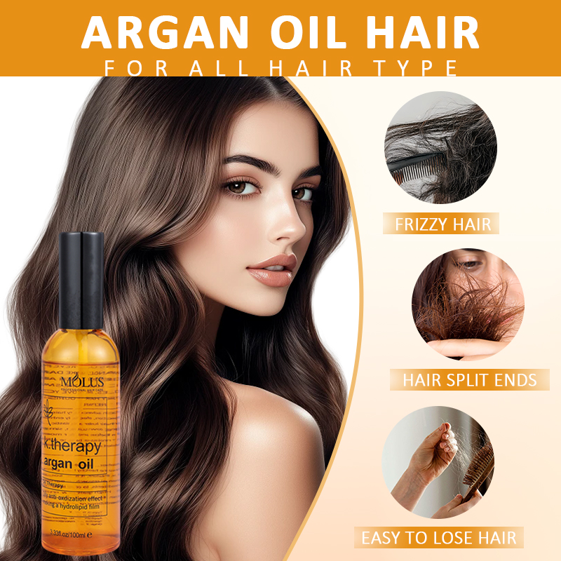 Hair Care Essential Oil - สเปรย์น้ำมันอาร์แกนบำรุงเส้นผม K.therapy ช่วยเพิ่มความเงางาม ฟื้นฟูผมเสีย พร้อมกลิ่นหอมติดทนนาน