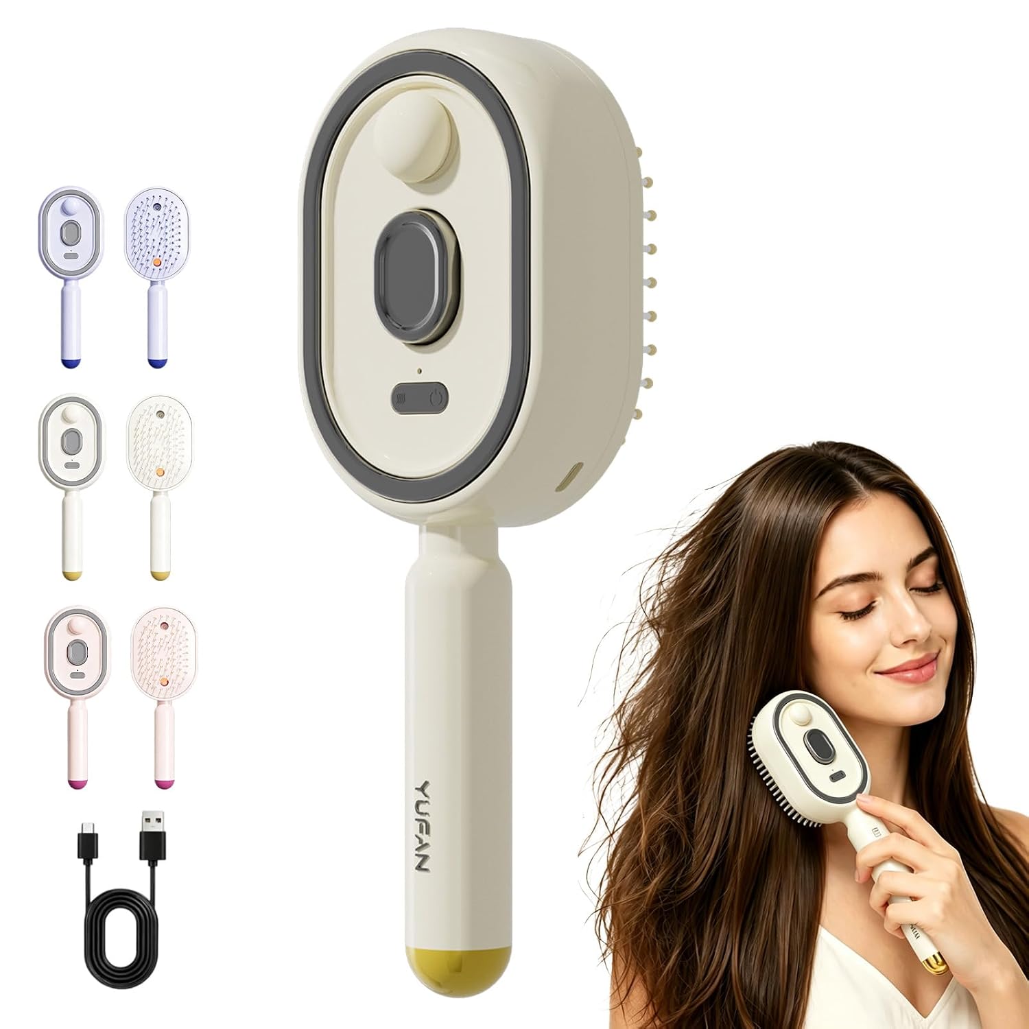 Hair Care Essential Oil Atomizing - หวีลมไฟฟ้าแบบพ่นละอองน้ำมันหอมระเหย ช่วยนวดหนังศีรษะ ลดการชี้ฟู จัดแต่งทรงผมตรง