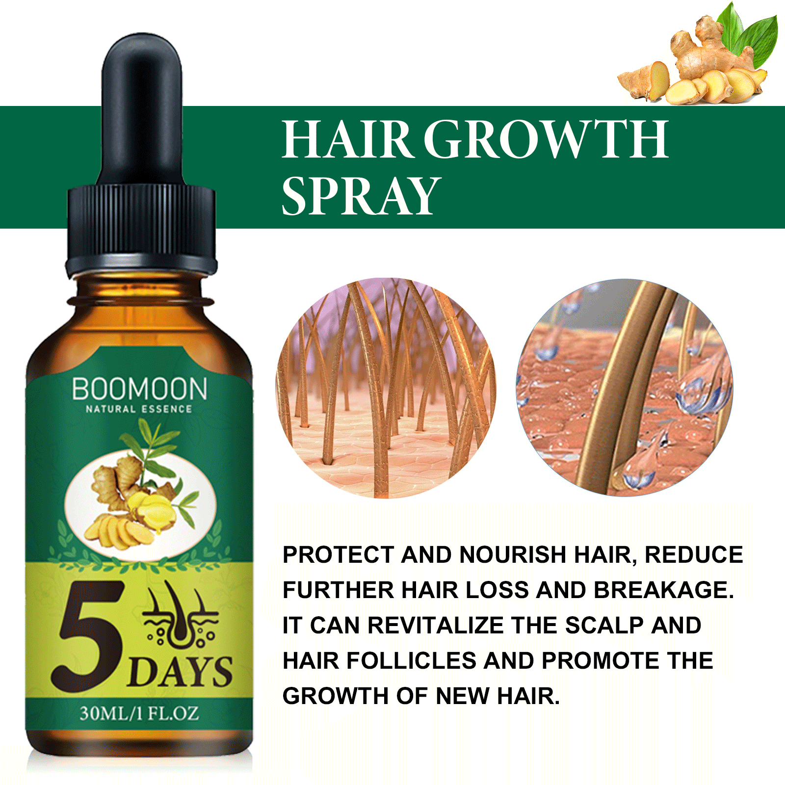 Ginger Hair Growth Essence Oil - Hair Care Essential Oil Atomizing บทวิจารณ์และราคา